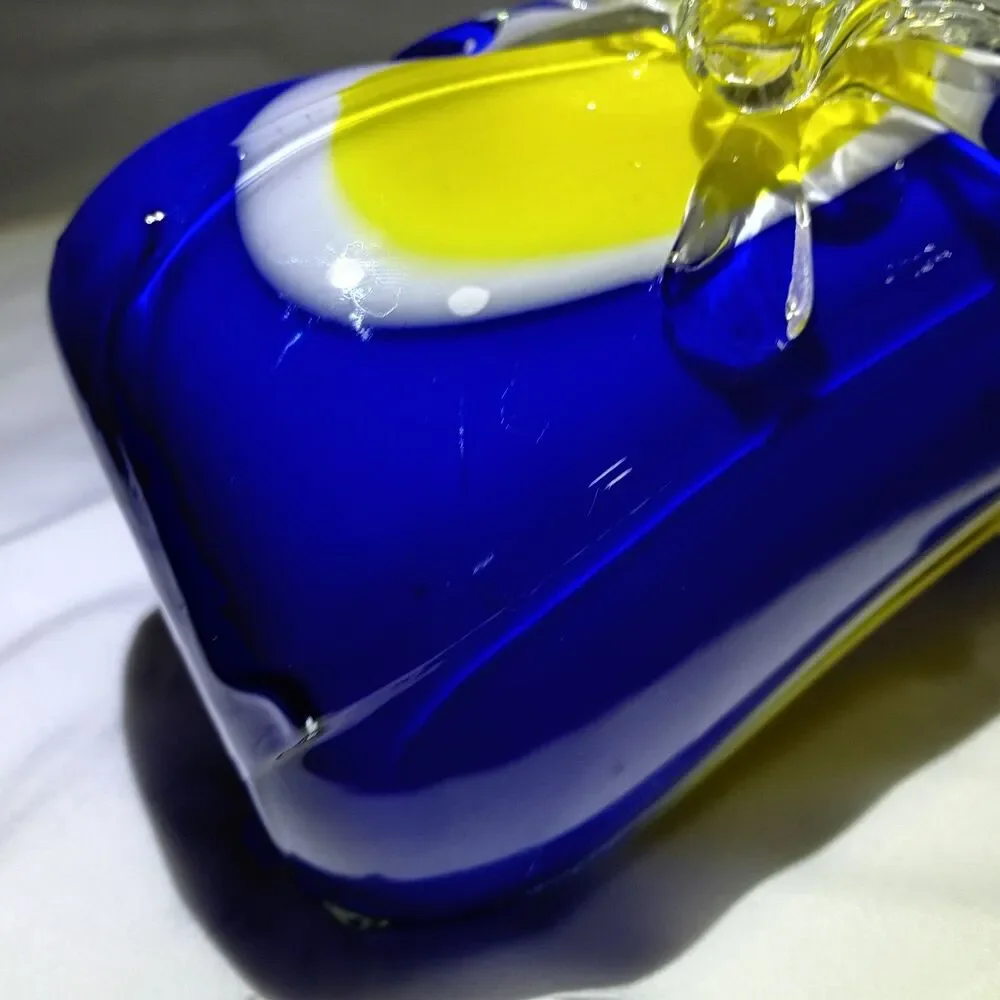 Murano-style art glass vase Blue And Yellow Floral